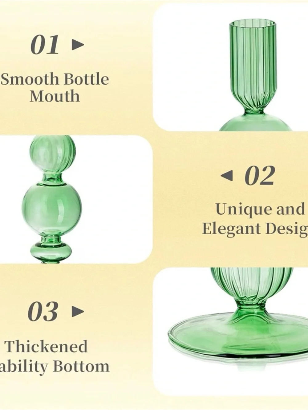 Hewory Green Glass Orb Candle Holders Set